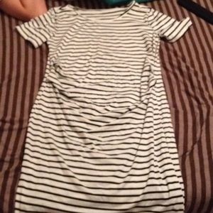 Black and white Striped Maternity Dress